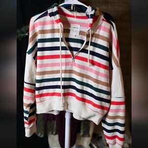 Aerie Striped Slightly Cropped Hoodie